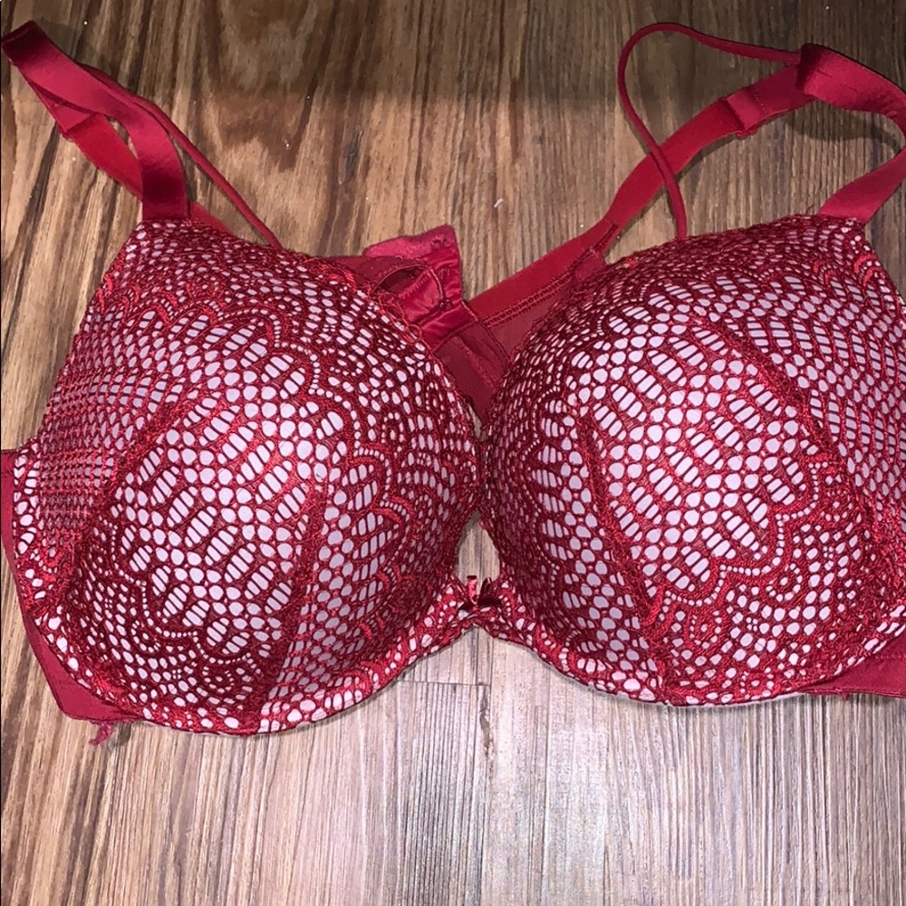Red double strap bra